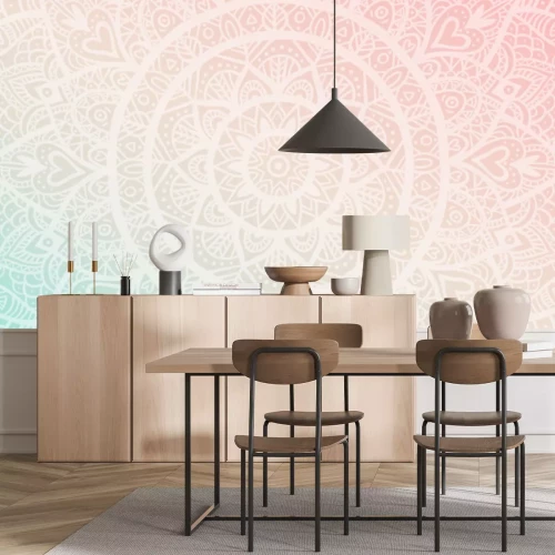 Sticker Mandala auf pastellfarbenem Hintergrund