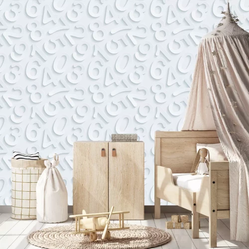 Tapete Dreidimensionale weiße Zahlen