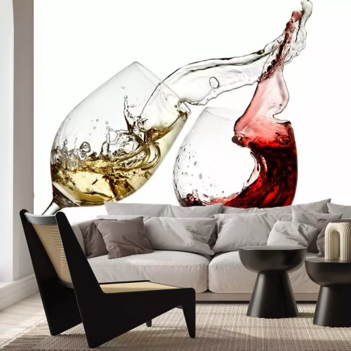 Fototapete Wein in Gläsern auf weißem Hintergrund