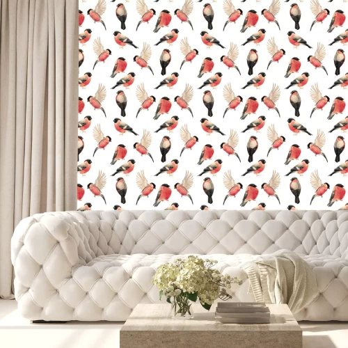 Tapete Gimpelvögel in verschiedenen Positionen