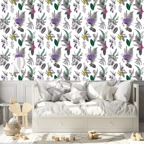 Tapete Vector nahtlose Vintage Blumenmuster. Botanische klassische Illustration. Bunt