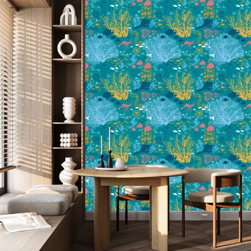 Tapete Tiere, Pflanzen und Meerwasser für Kinder