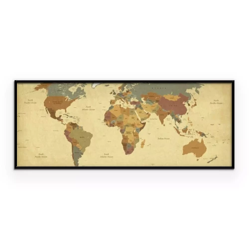 Poster Textured Jahrgang Weltkarte - Englisch / US-Labels - Vector CMYK