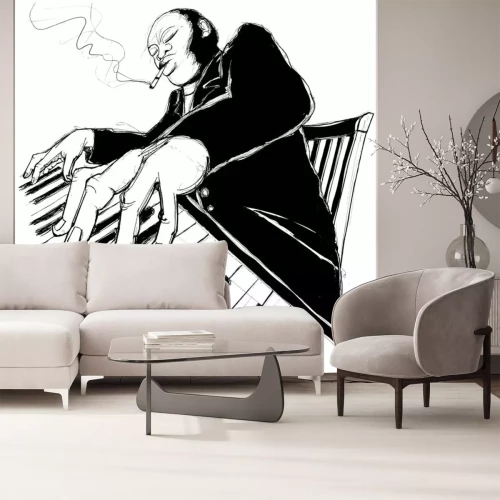 Sticker Jazzmusiker spielt Klavier Grafik