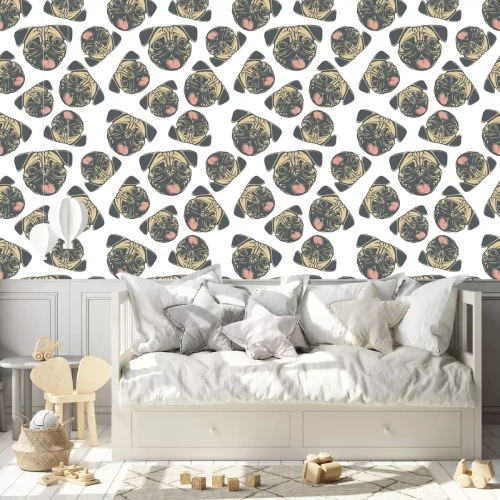 Tapete Hundeköpfe Möpse