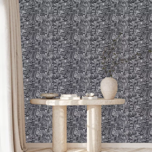 Tapete Hand gezeichnet nahtlose Muster mit großen Stadt New York. Vector Vintage Illustration mit NYC-Architektur, Wolkenkratzer, Megapolis, Gebäude, Innenstadt.