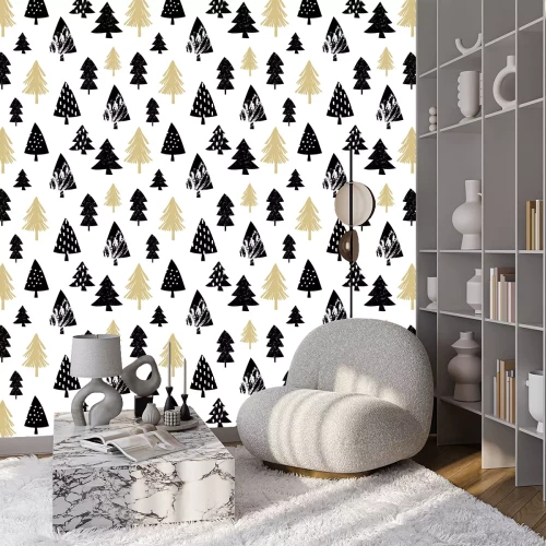 Tapete Weihnachtsbäume in einer minimalistischen Version