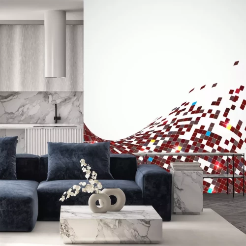 Sticker abstrakten roten Pixel Mosaik-Vektor Hintergrund Illustration