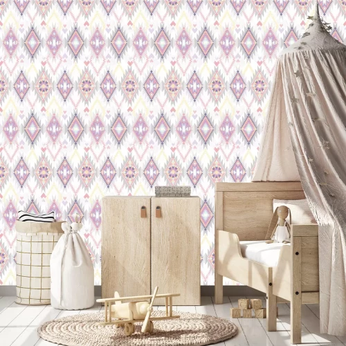 Tapete Aztekisches Muster in Pastellfarben