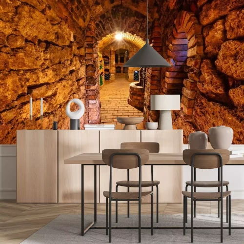 Fototapete Weinflaschen in kleiner Weinstube