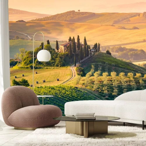 Fototapete Toskanisches Haus am Hügel