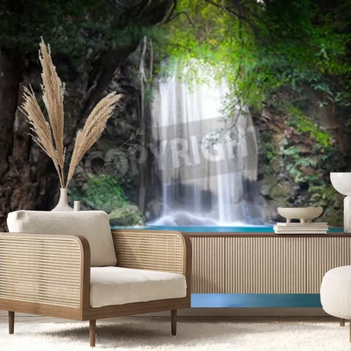 Fototapete Dschungel 3D Wasserfall