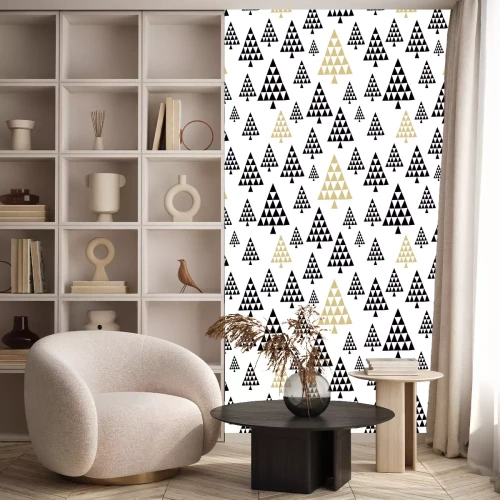 Tapete Geometrische Bäume auf weißem Hintergrund