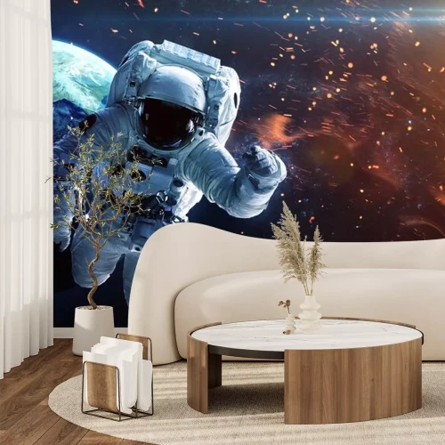 Sticker Weltraum 3D Astronaut vor dem Hintergrund der Erde