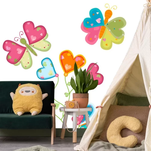 Sticker Liebe Blumen und Schmetterlingen