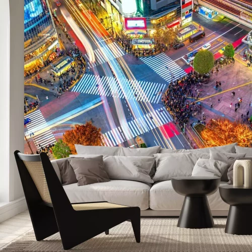 Fototapete Kreuzung in Tokio aus Vogelperspektive