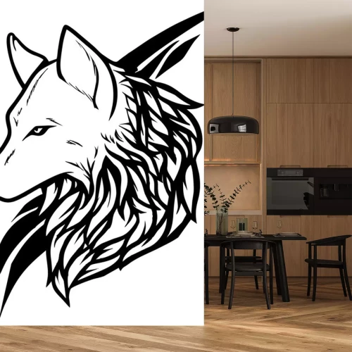 Sticker Wolf bedrohlicher Blick minimalistische Grafik