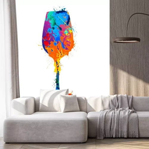 Sticker Bunte abstrakte Grafik ein Glas Wein