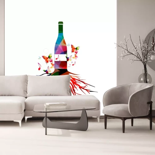 Sticker Abstrakte Grafik mit einer Flasche Wein