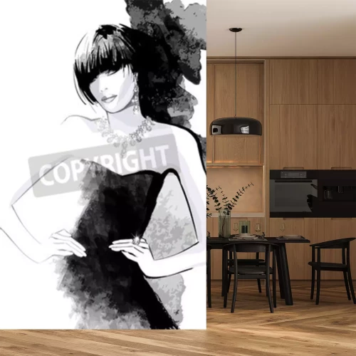 Fototapete Frauenporträt im Kleid