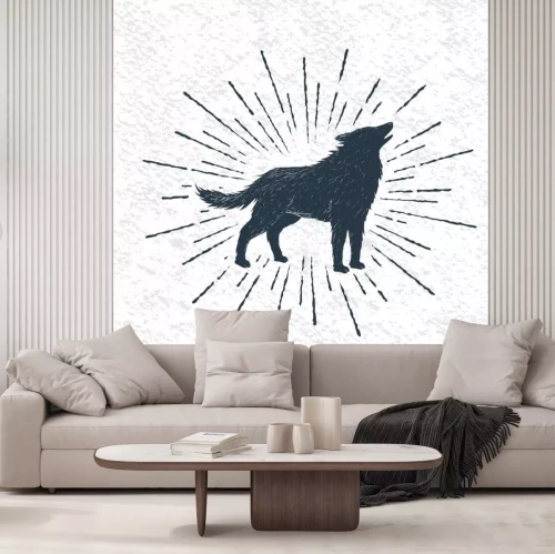 Sticker Blauer Wolf und von ihm ausgehende Strahlen