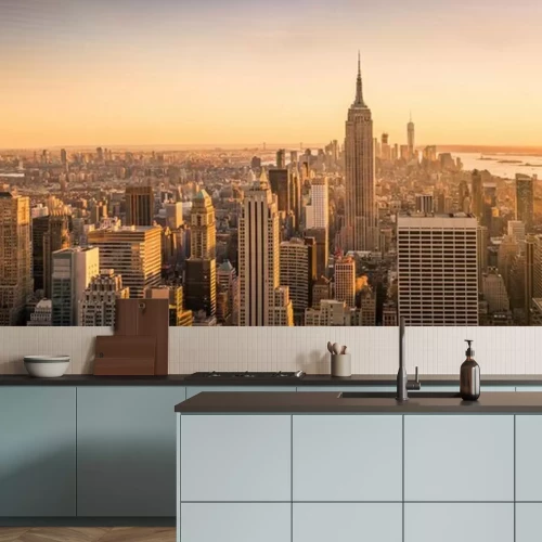 Fototapete New York City Skyline Panorama bei Sonnenuntergang