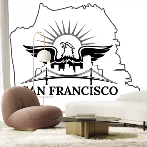 Sticker Karte von San Francisco. Kalifornien. San Francisco. USA. Oakland Bucht-Brücke. San Francisco-Oakland Bucht-Brücke. Geschäftsviertel