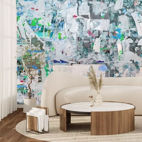 Sticker Alte städtische Anschlagtafel mit zerrissenen abgeschälten Plakat-abstrakten Hintergrund