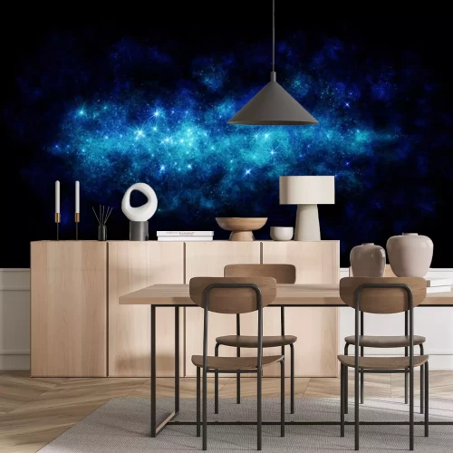 Sticker Blauer Nebel im dunklen Weltraum