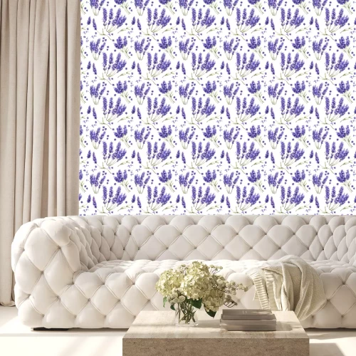 Tapete Wildflower Lavendel Blumenmuster in einem Aquarell-Stil isoliert.