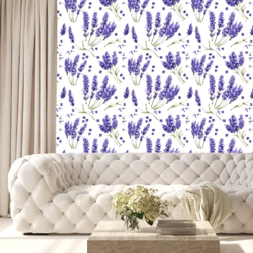 Tapete Wildflower Lavendel Blumenmuster in einem Aquarell-Stil isoliert.