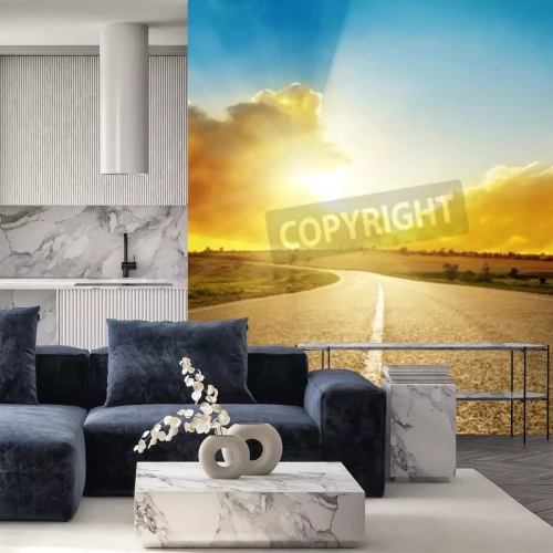 Fototapete Sonnenaufgang und Straße