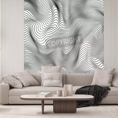 Fototapete Schwarz-weiße Linien 3D
