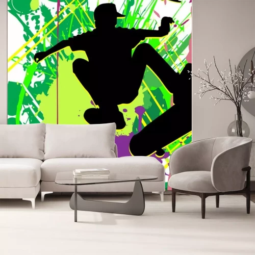 Fototapete Junge auf dem Skateboard