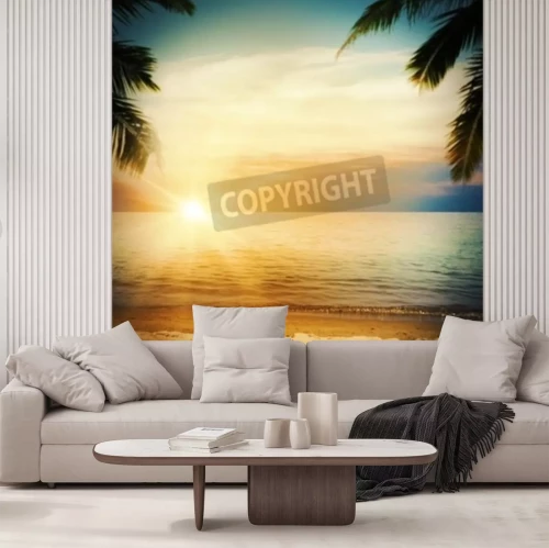 Fototapete Sonnenaufgang Meer Retro