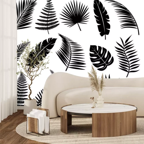 Sticker Set von tropischen Blättern. Vektor