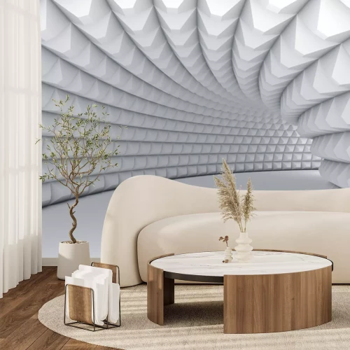 Sticker 3d weißer gebogener Tunnel nach rechts