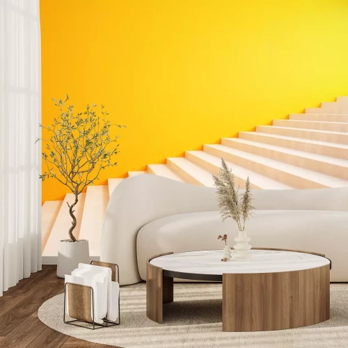 Sticker Leere gelbe Wand und Treppe