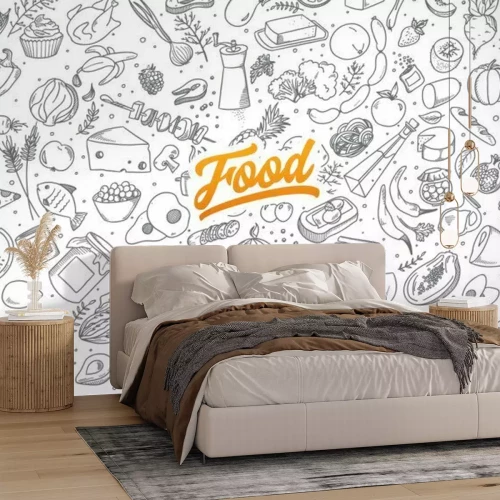 Fototapete Ein Muster mit Lebensmitteln