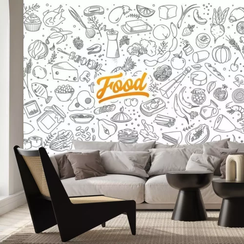 Sticker Ein Muster mit Lebensmitteln