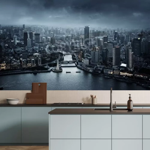 Fototapete Skyline bei Nacht