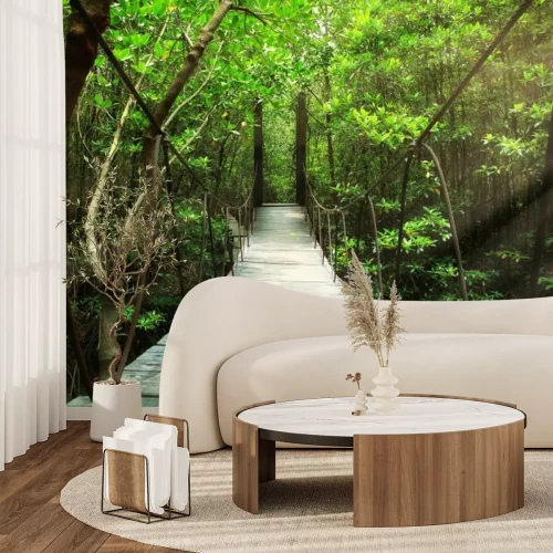 Fototapete Hängebrücke im Wald