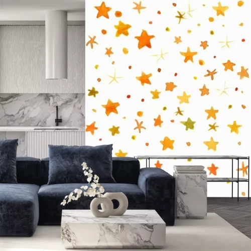 Sticker Abstract vector und Aquarell gelben Sternen