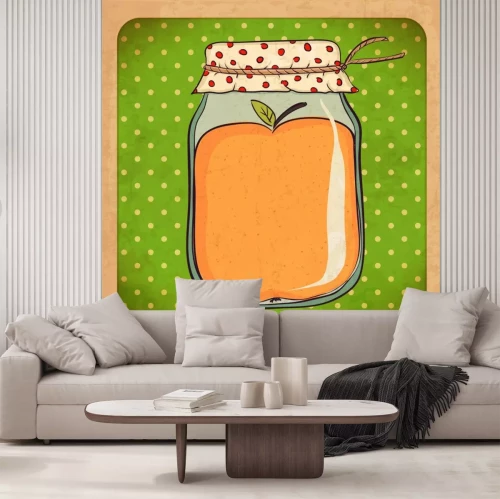 Sticker Apple jam. Vintage grunge Karton