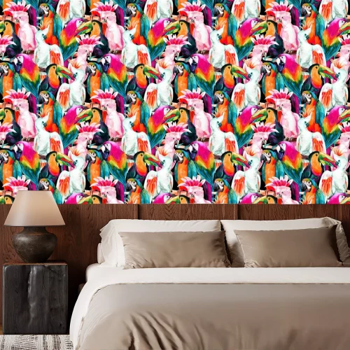 Tapete Exotische bunte Papageienvögel