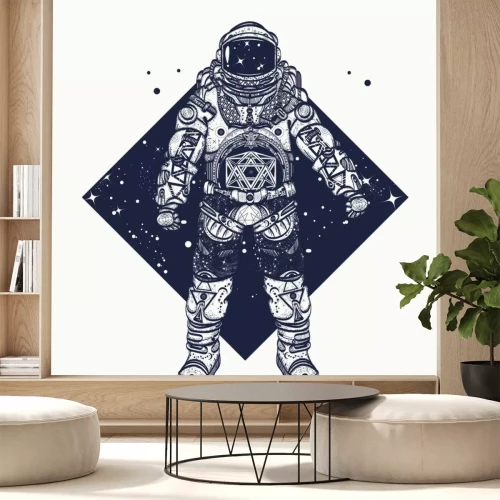 Sticker Astronaut im Raumanzug geometrische Formen