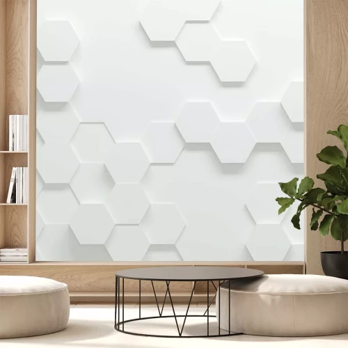 Sticker Dreidimensionale Sechsecke auf weißem Hintergrund