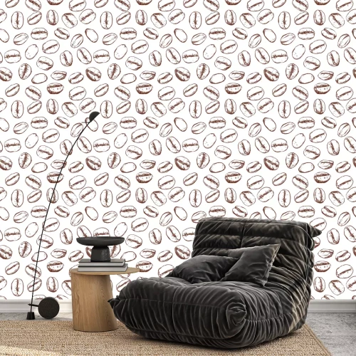 Tapete Kaffeebohne Muster einschließlich nahtlose auf weißem Hintergrund, Vektor Clip-Art