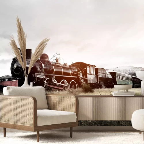 Fototapete Zug Lokomotiven in Berglandschaft