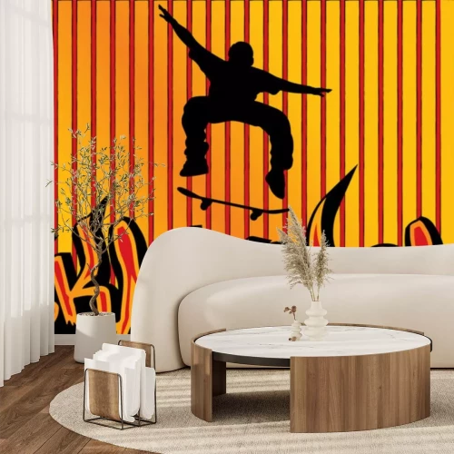 Sticker Skateboard Hintergrund 2 orange